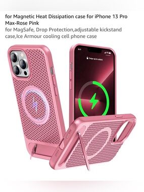 📱Cooling Magnetic Kickstand Phone Case for iPhone 13 Pro Max - Rose Pink